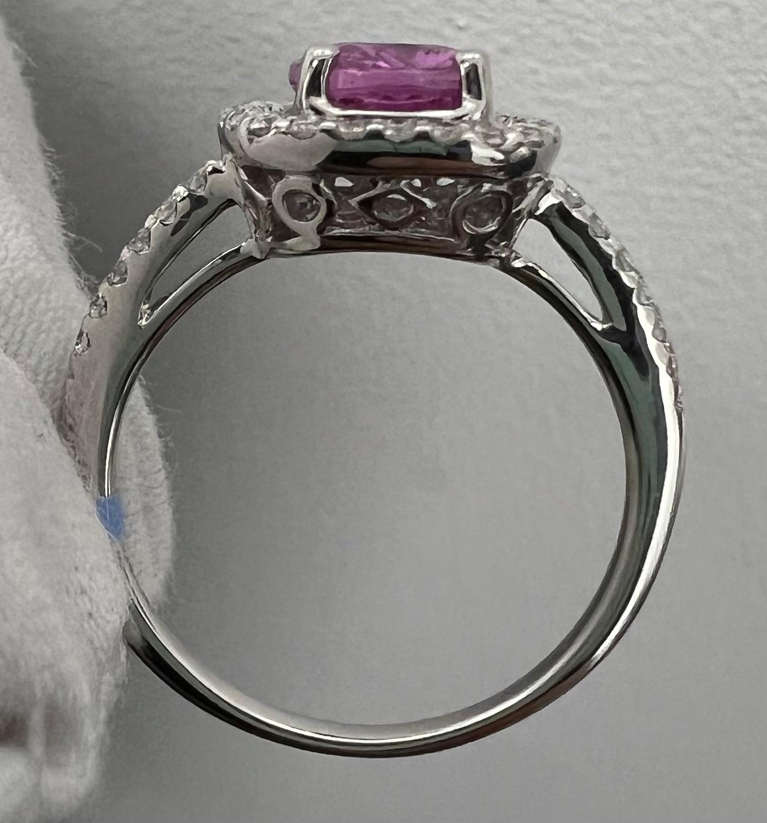 Women's Pink Sapphire and Diamond Ring For Sale
