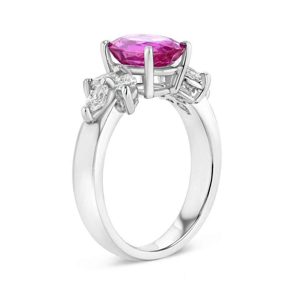Pink Sapphire and Diamond Ring In Excellent Condition For Sale In Aspen, CO