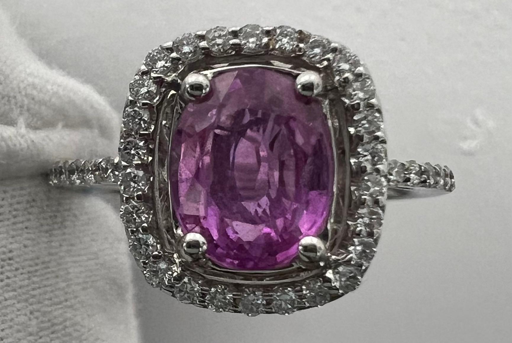 Pink Sapphire and Diamond Ring For Sale 1