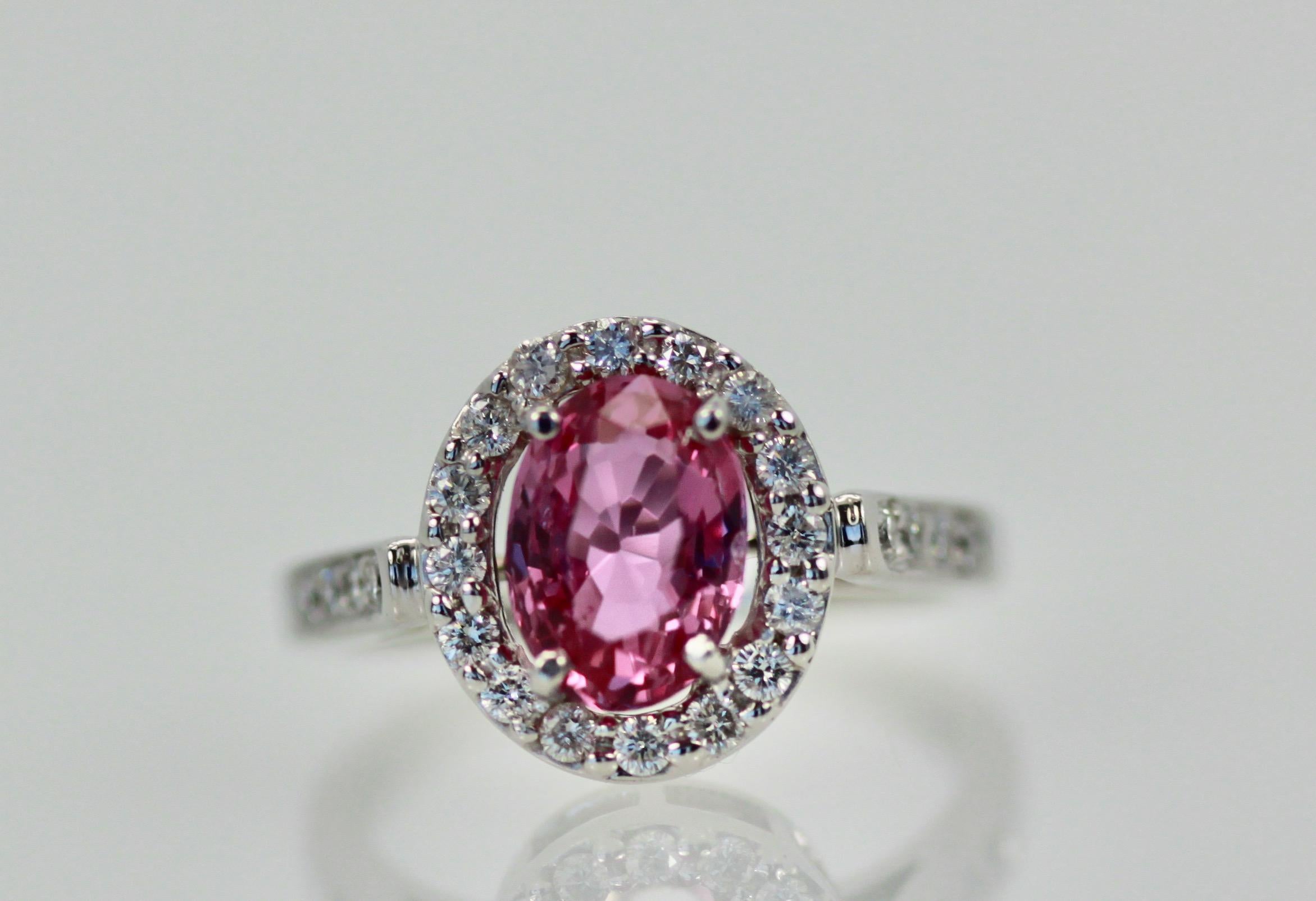 Women's Pink Sapphire and Diamond Ring For Sale