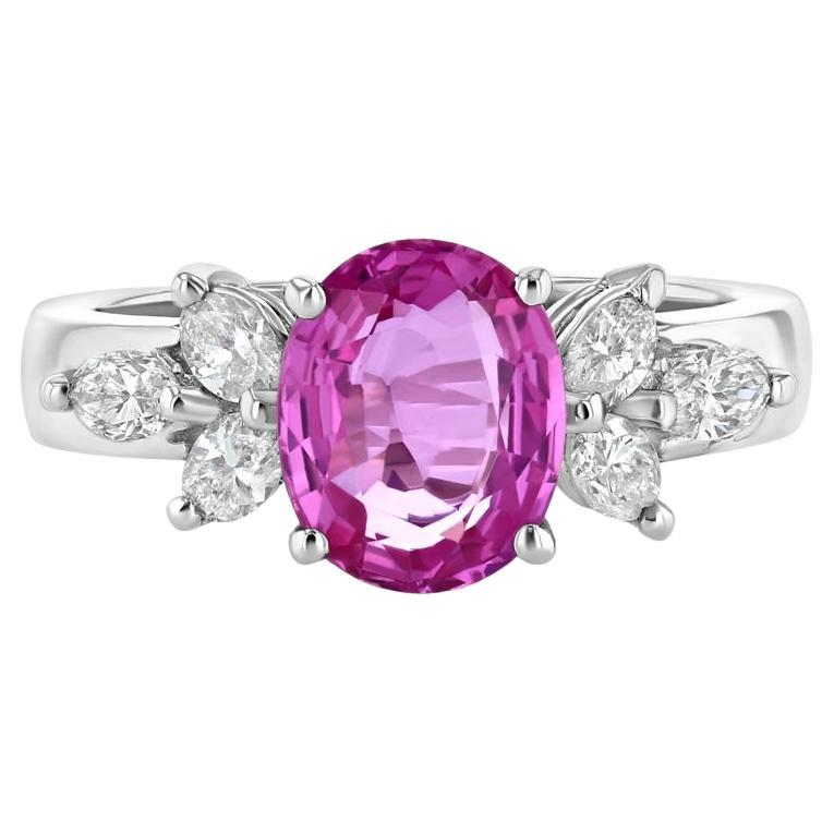 Pink Sapphire and Diamond Ring For Sale
