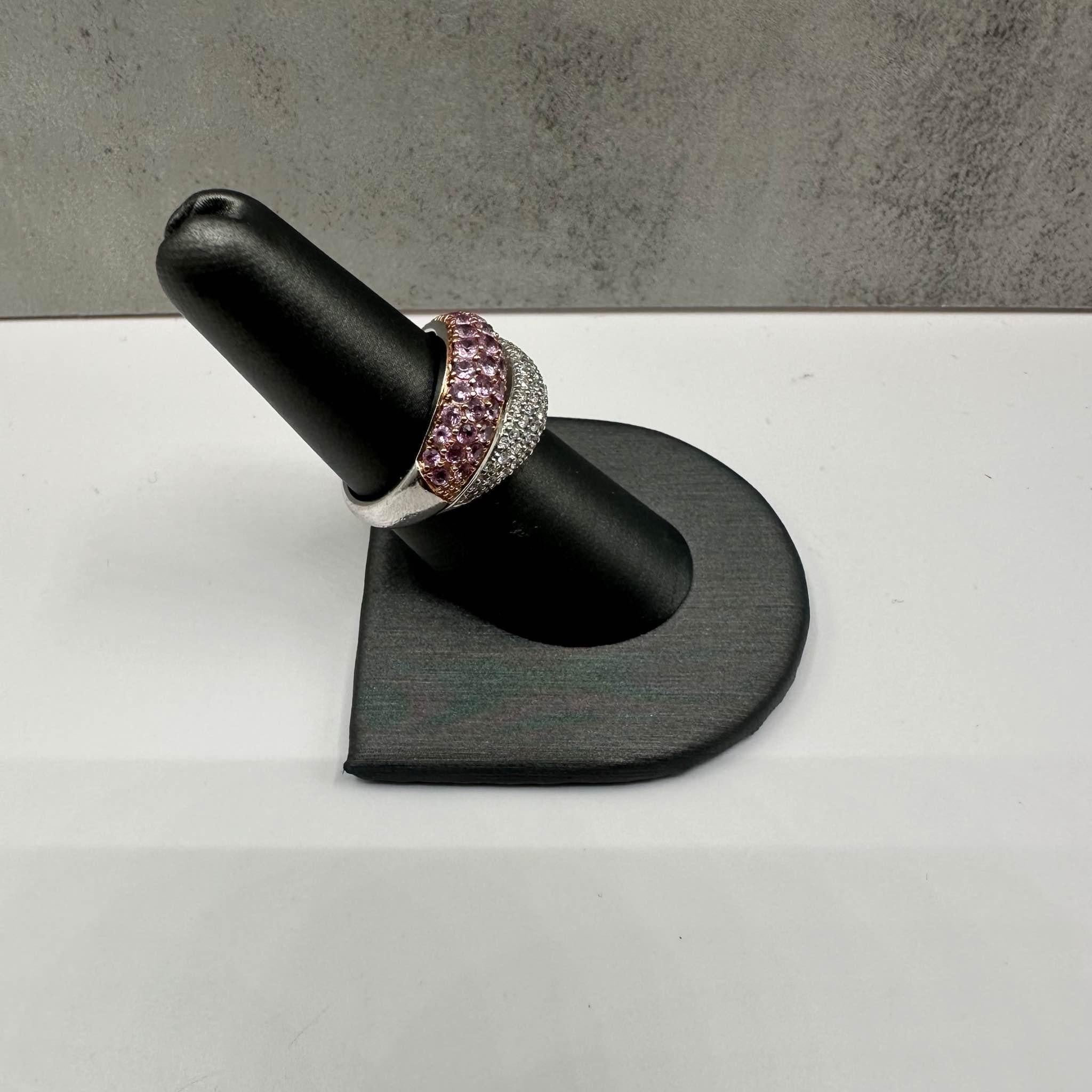 Taille ronde Bague en or blanc 14kt avec saphir rose et diamant - 2ctw Sapphire, 0.60ctw Dia en vente