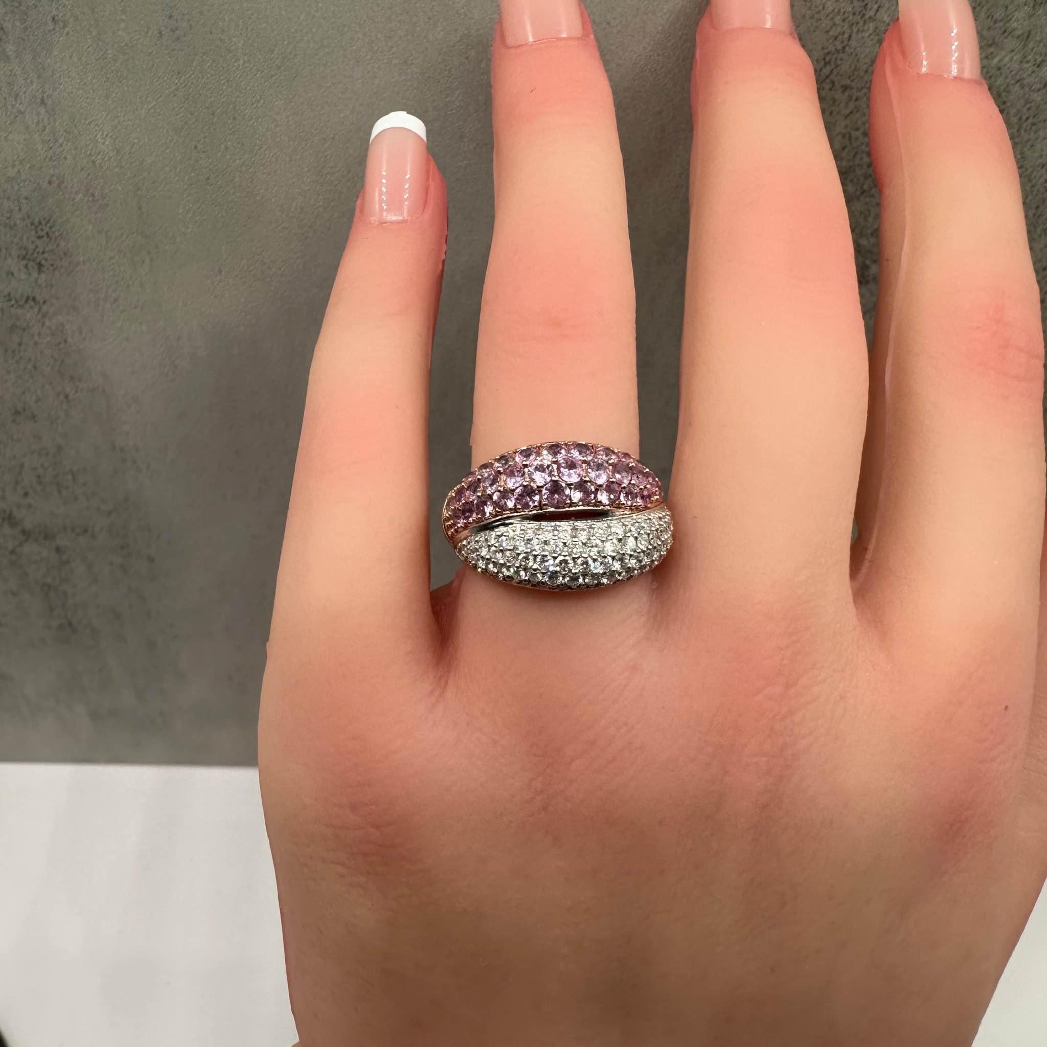 Bague en or blanc 14kt avec saphir rose et diamant - 2ctw Sapphire, 0.60ctw Dia Excellent état - En vente à West Hempstead, NY