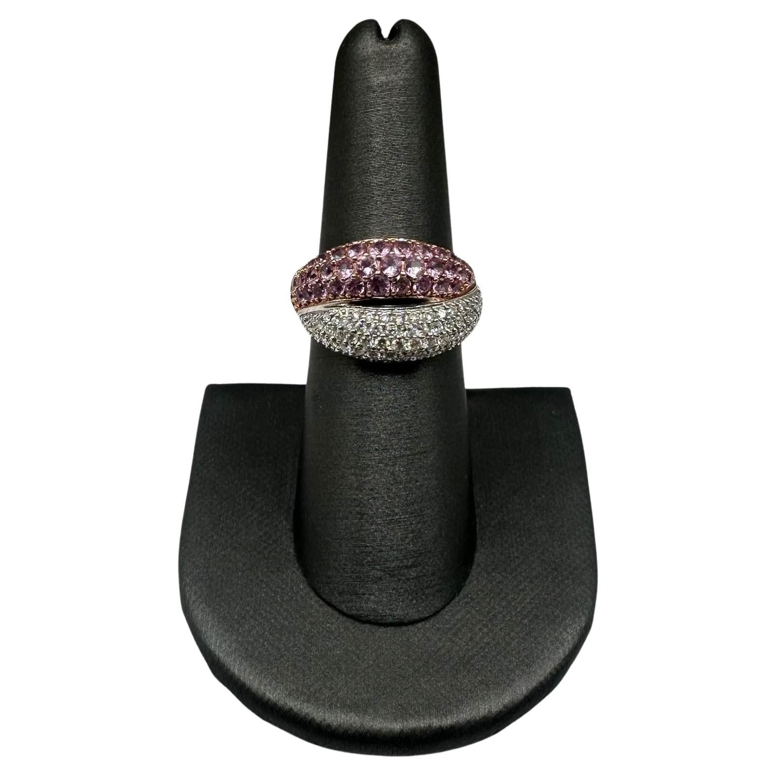 Pink Sapphire and Diamond Ring in 14kt White Gold - 2ctw Sapphire, 0.60ctw Dia