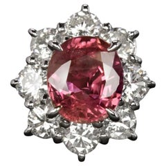Pink Sapphire and Diamond Ring Platinum Cocktail