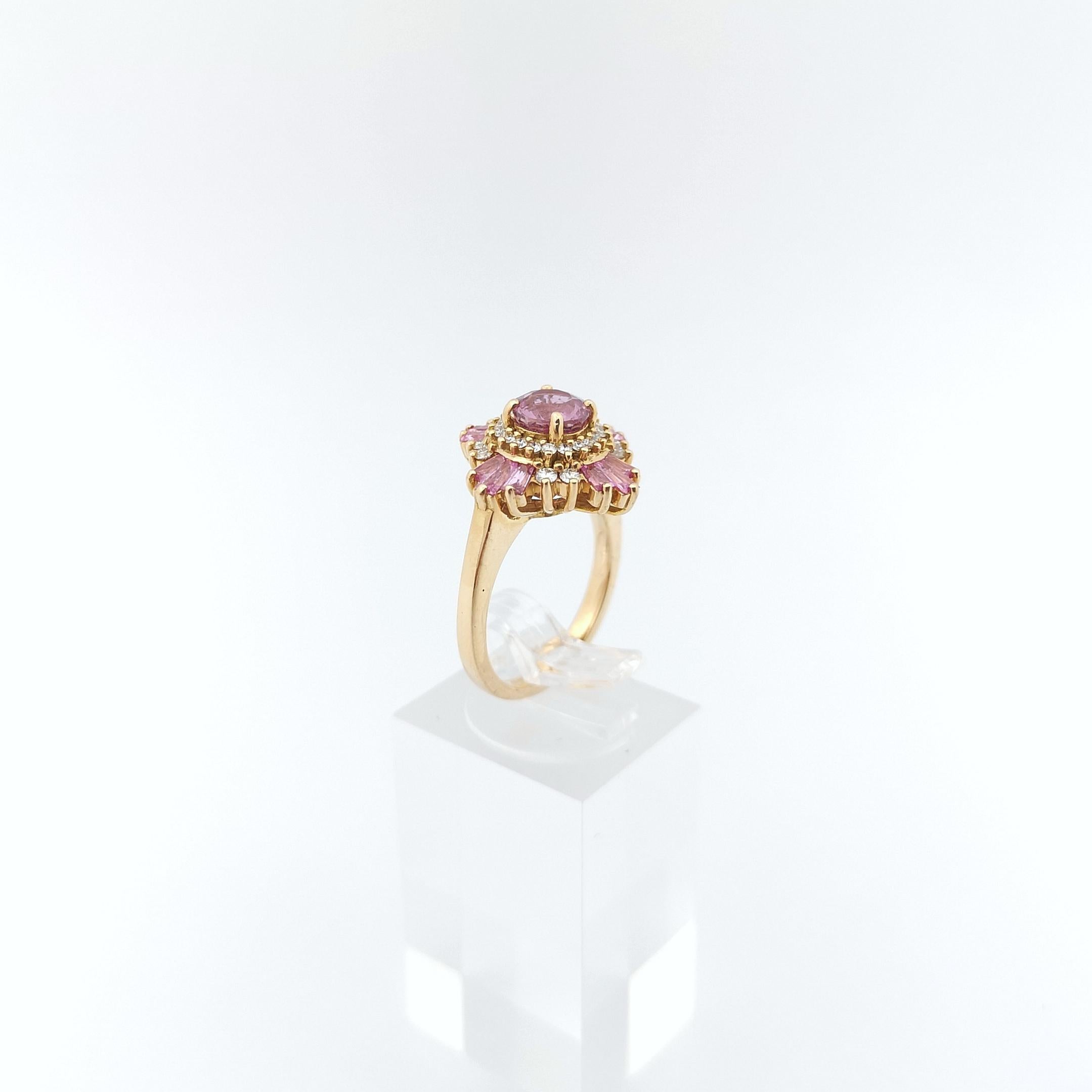 Pink Sapphire and Diamond Ring set in 18K Rose Gold Settings For Sale 6