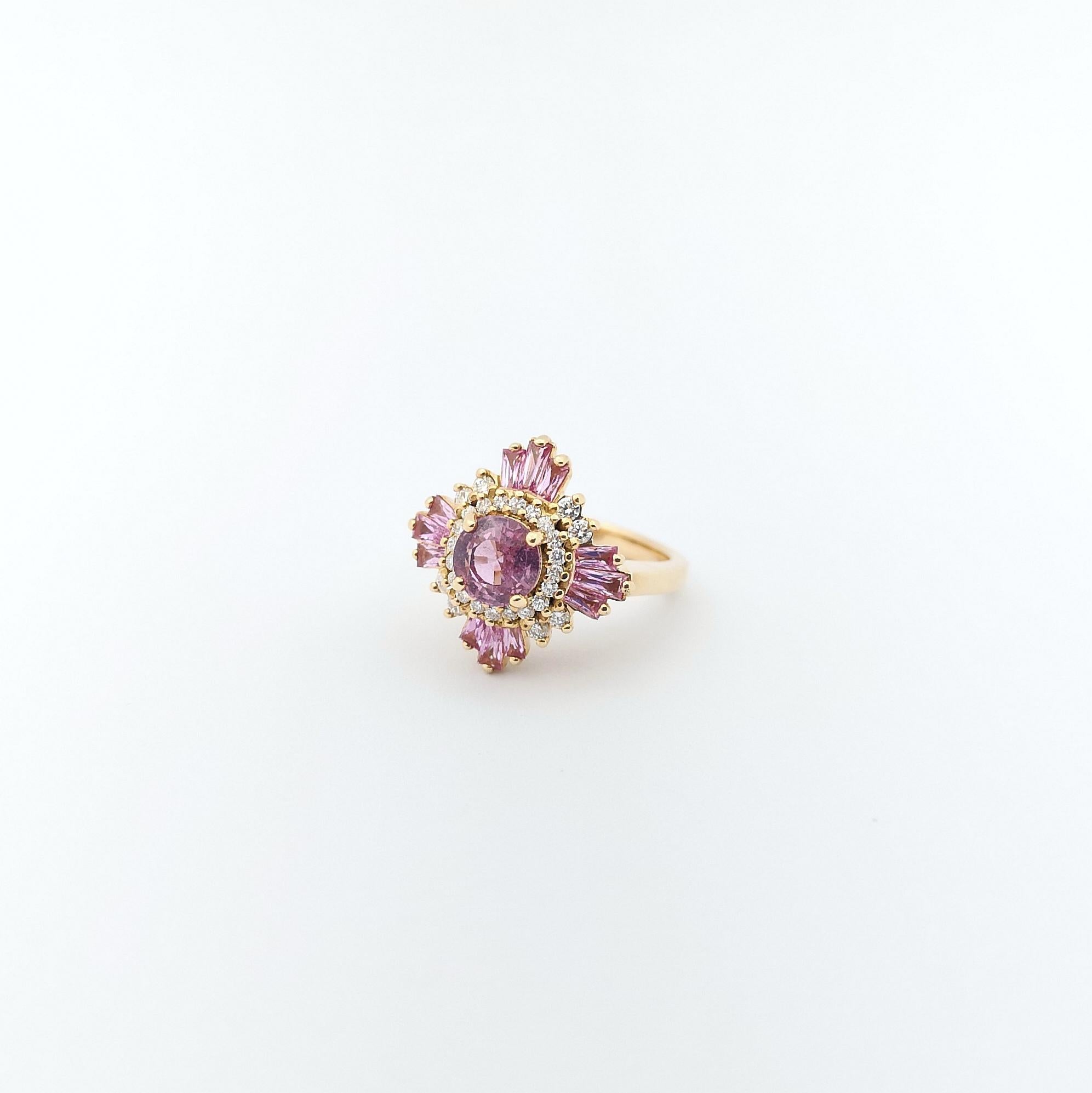 Pink Sapphire and Diamond Ring set in 18K Rose Gold Settings For Sale 7