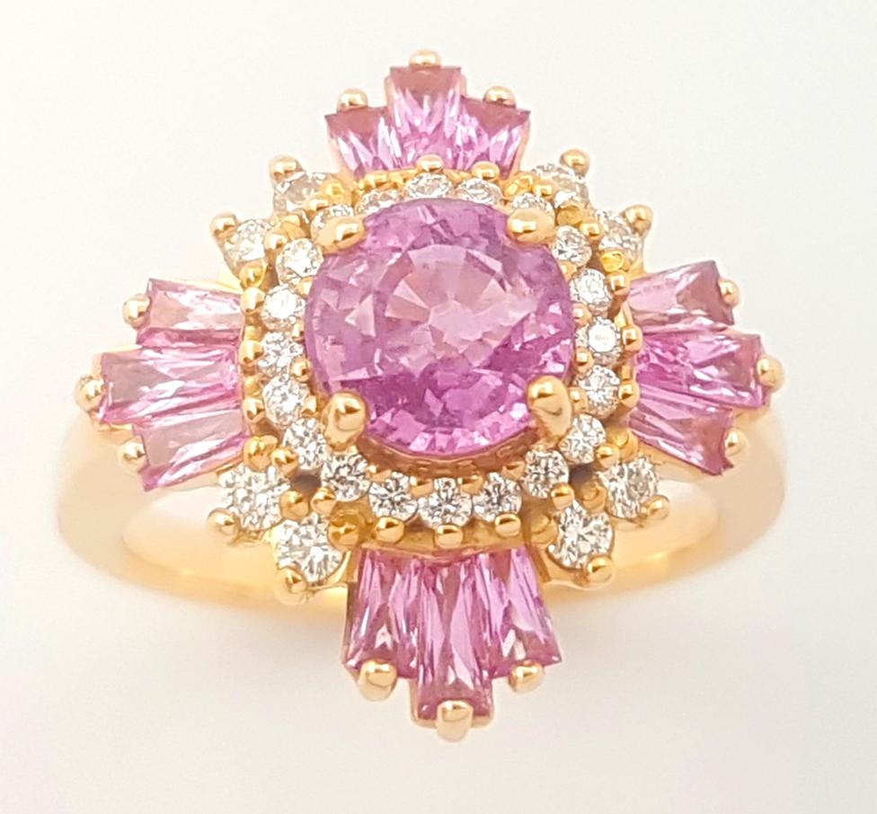 Pink Sapphire and Diamond Ring set in 18K Rose Gold Settings For Sale 9