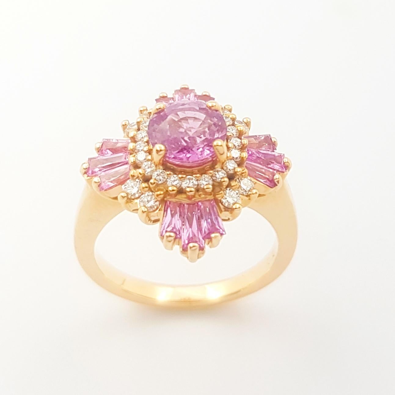 Pink Sapphire and Diamond Ring set in 18K Rose Gold Settings For Sale 10