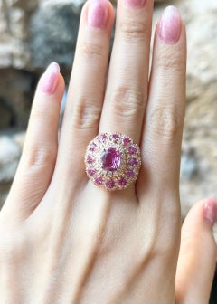 Pink Sapphire and Diamond Ring set in 18K Rose Gold Settings