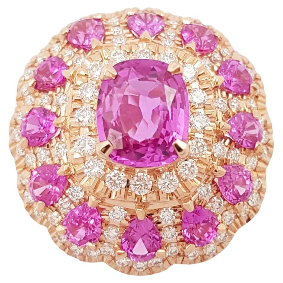Pink Sapphire and Diamond Ring set in 18K Rose Gold Settings