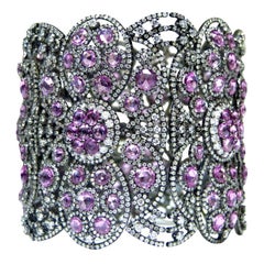 Pink Sapphire and Diamond Soft Bangle