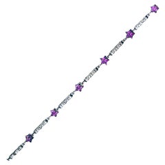 Pink Sapphire and Diamond Star Bracelet 1.20 Carat White Gold Tennis Bracelet