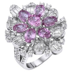 Pink Sapphire And Diamond Statement 4.83ct Ring