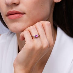 Pink Sapphire and Diamond Two Tone Engagement Ring in 14K Solid Gold