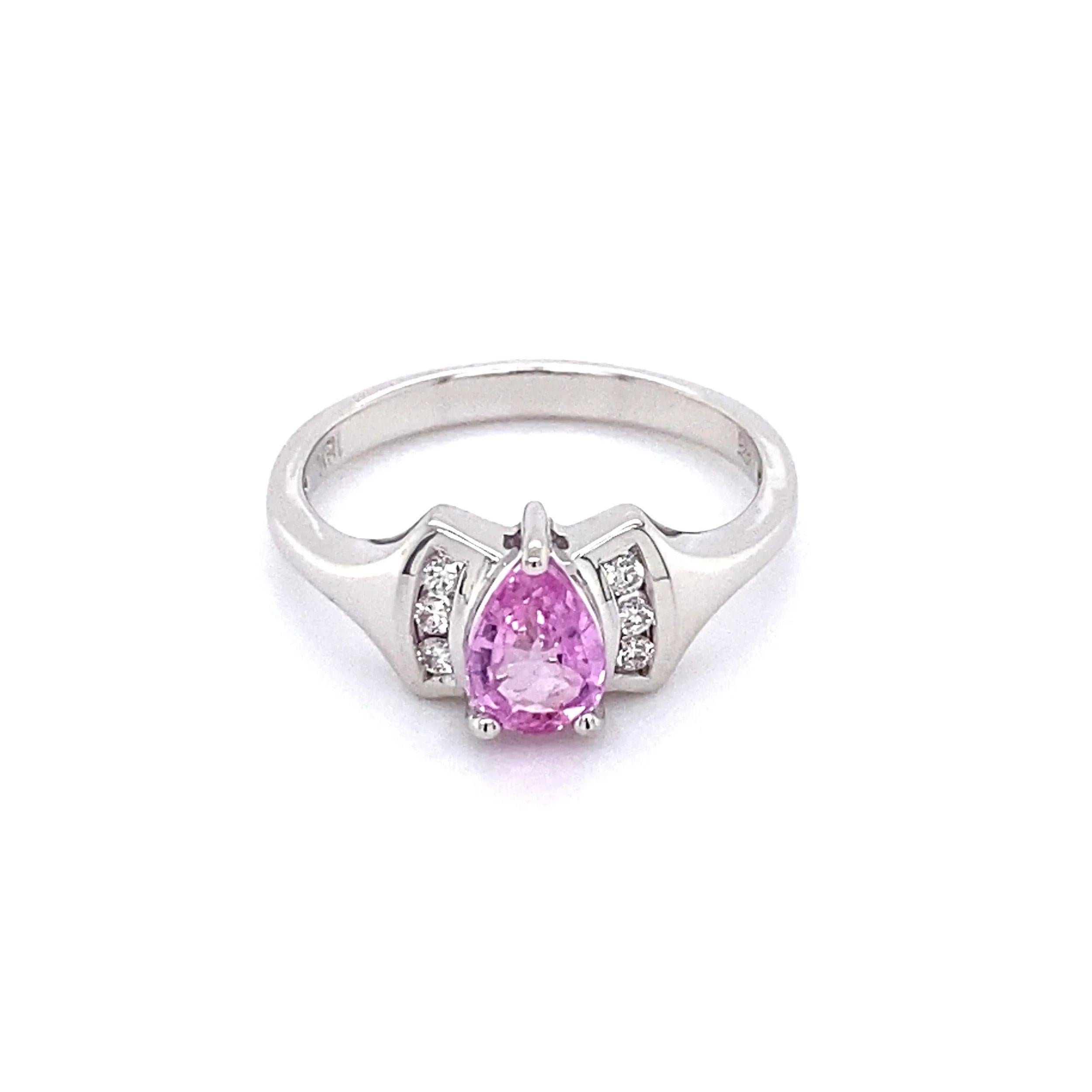 Women's Pink Sapphire and Diamond Vintage Gold Band Cocktail Ring  For Sale