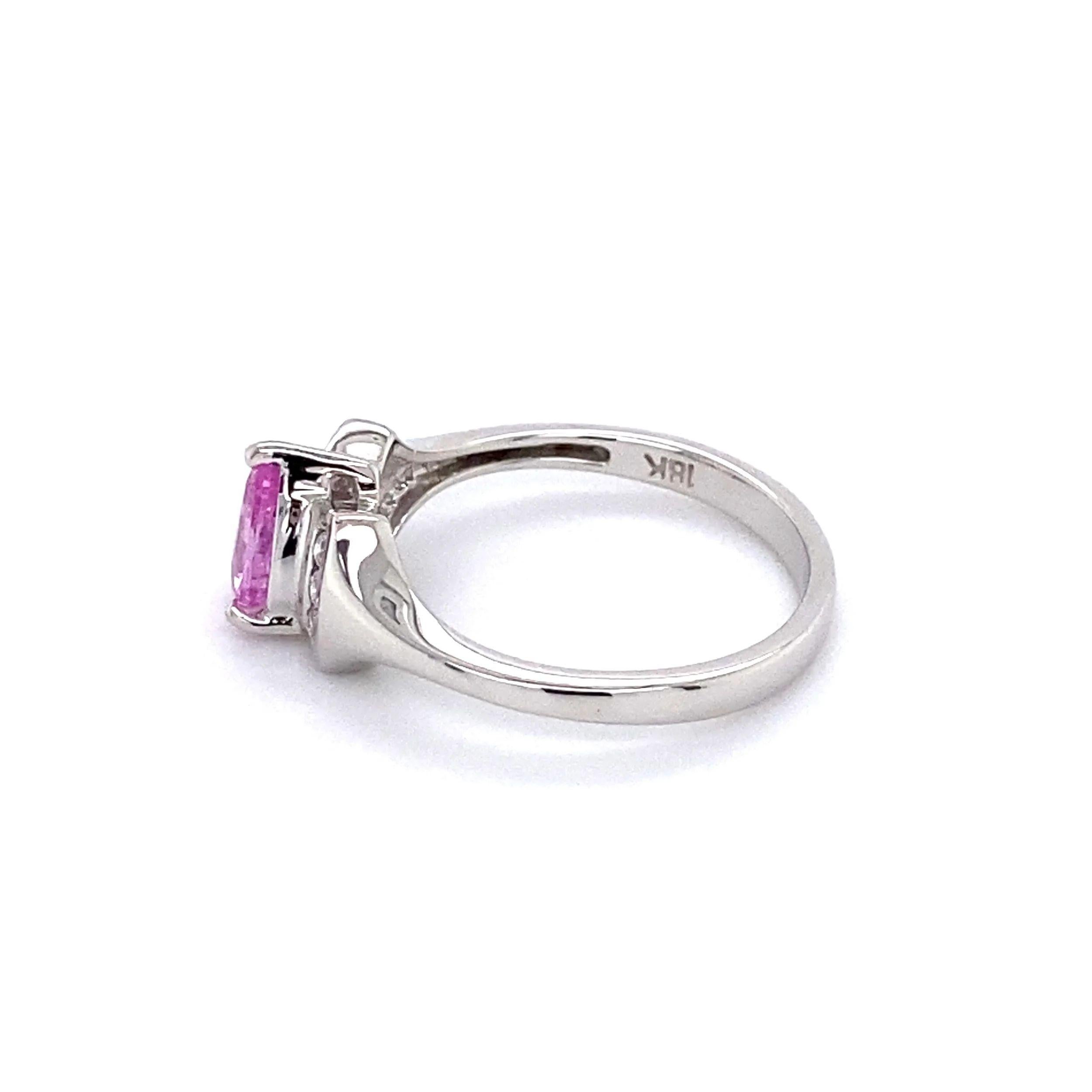 Pink Sapphire and Diamond Vintage Gold Band Cocktail Ring  For Sale 1