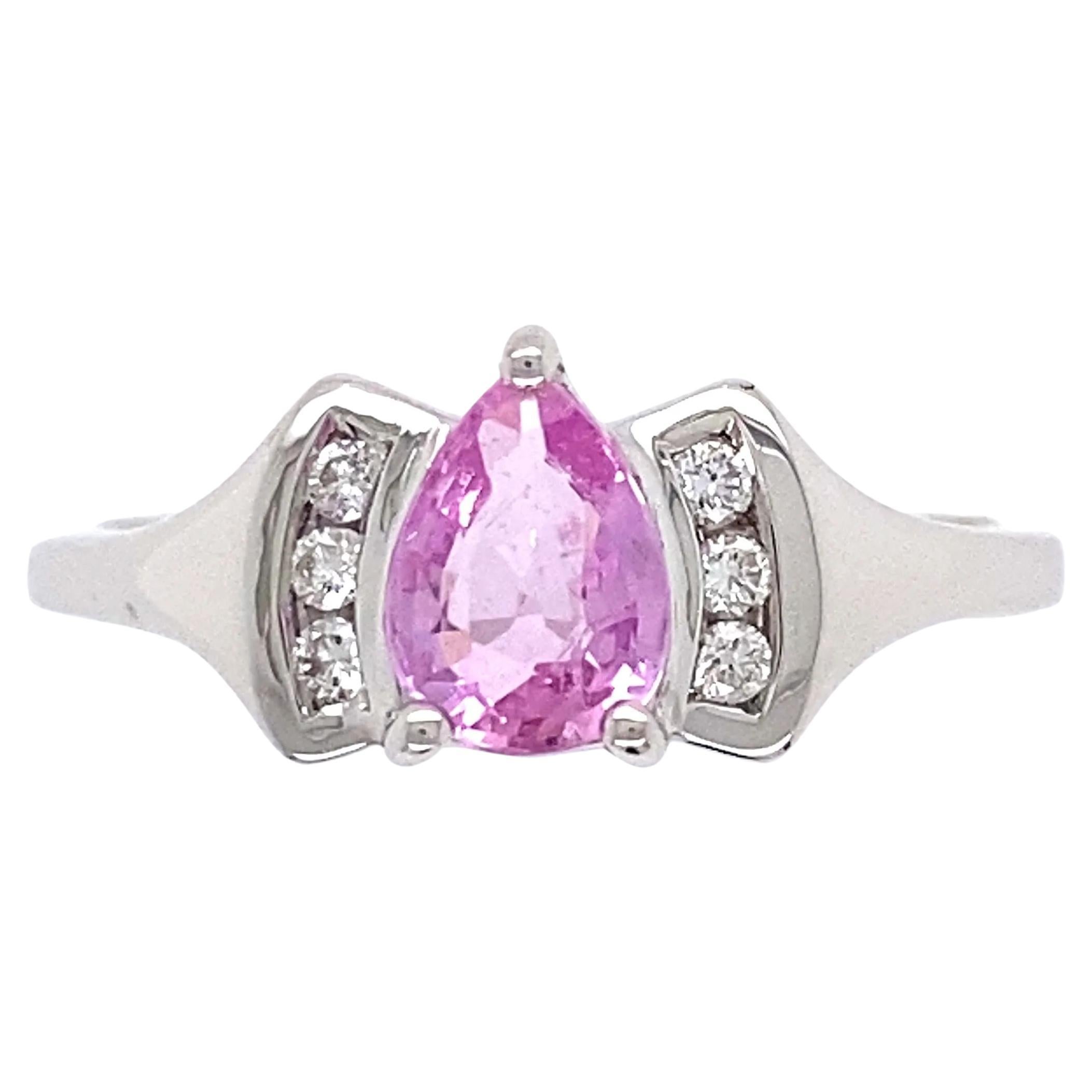 Pink Sapphire and Diamond Vintage Gold Band Cocktail Ring  For Sale