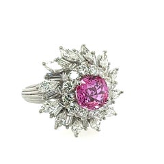 Pink Sapphire and Diamonds Ballerina Style Ring