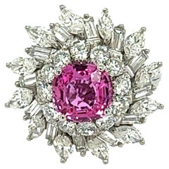 Bague de style ballerine en saphir rose et diamants