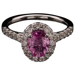 Pink Sapphire and Diamonds Halo Ring