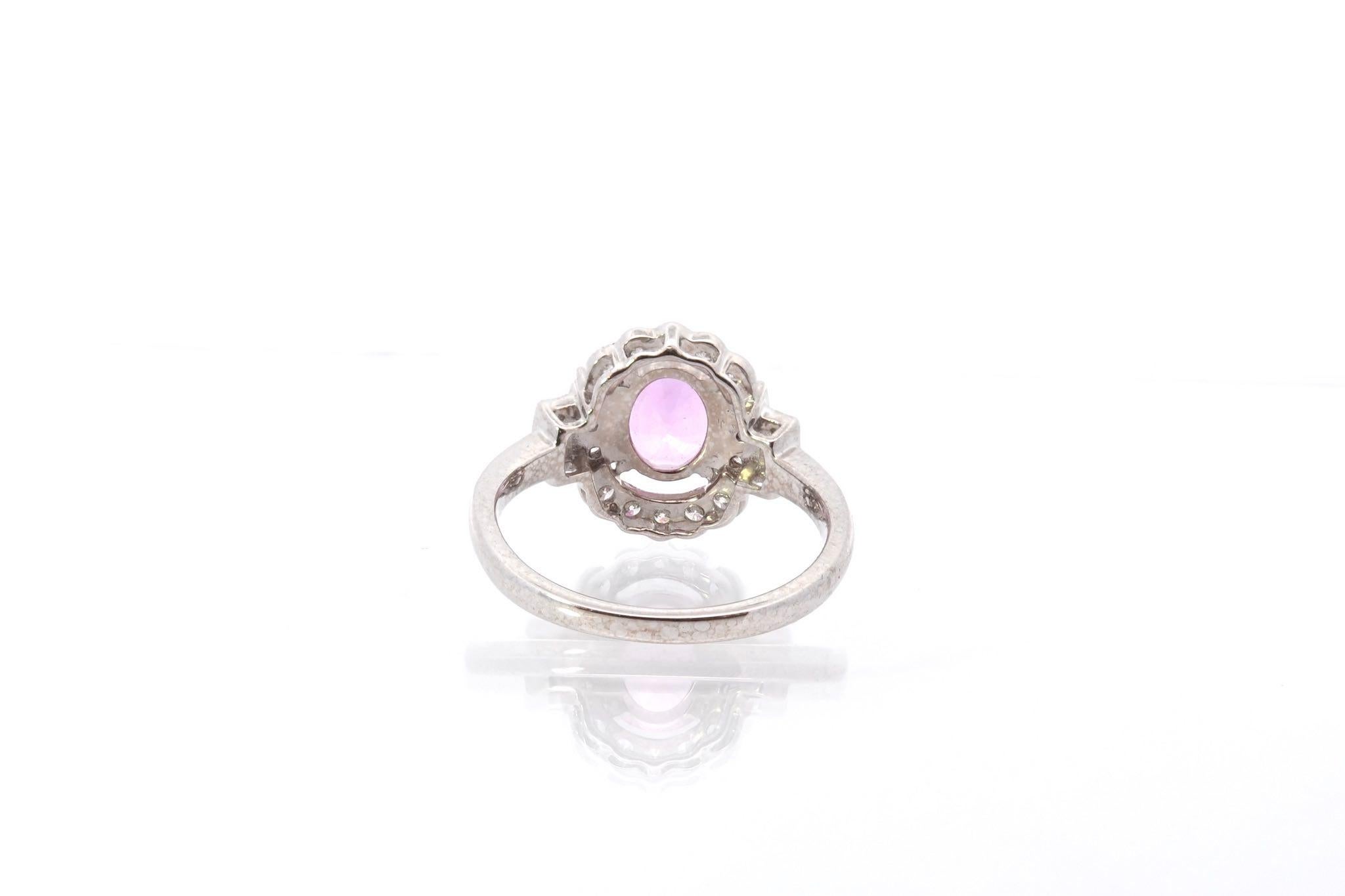 Women's or Men's Pink sapphire and diamonds ring For Sale