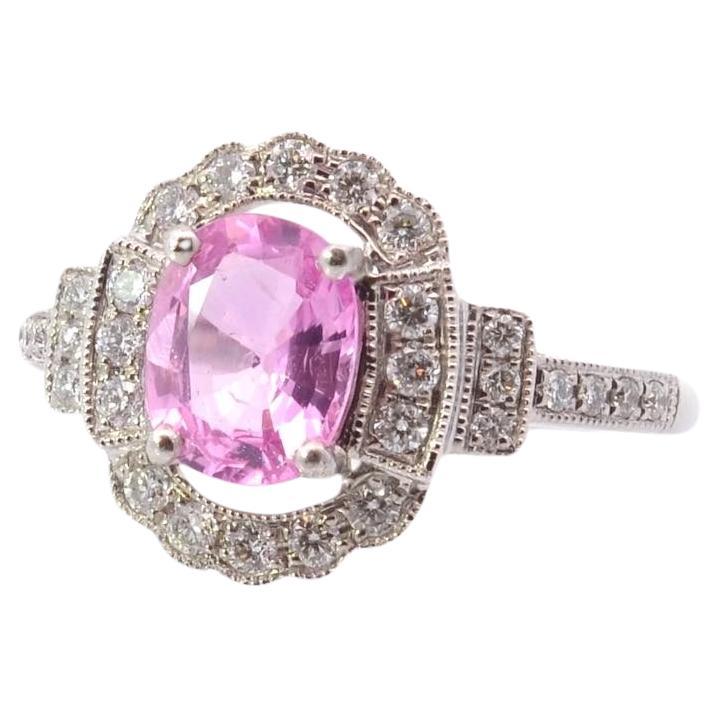 Pink sapphire and diamonds ring For Sale