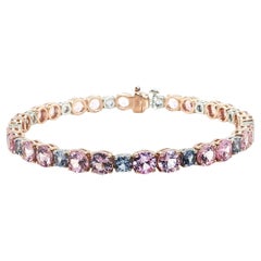 Pink Sapphire and Lavender Spinel Tennis Bracelet in Platinum and 18k Rose Gold