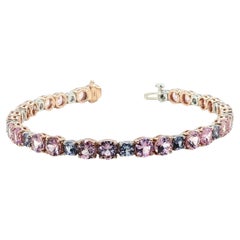 Pink Sapphire and Lavender Spinel Tennis Bracelet in Platinum and 18k Rose Gold
