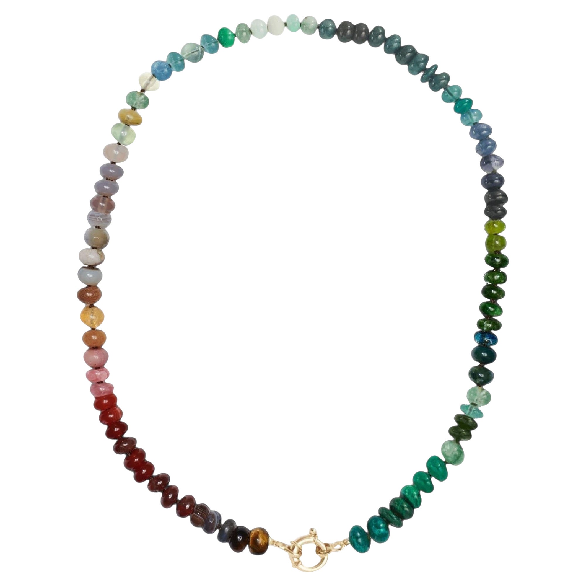 Collana in oro giallo 14K con zaffiro rosa e opale