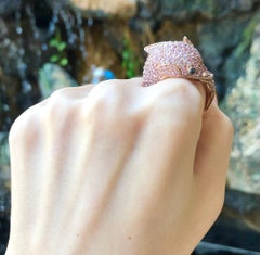 Pink Sapphire and Rainbow Colour Sapphire Dolphin Ring set in Silver Settings