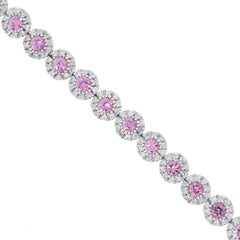 Pink Sapphire and Round Diamond Bracelet