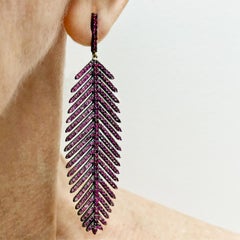 Pink Sapphire and Ruby Feather Paradizia Earrings