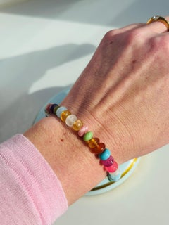 Pink Sapphire and Turquoise Beaded Yellow Gold Bracelet