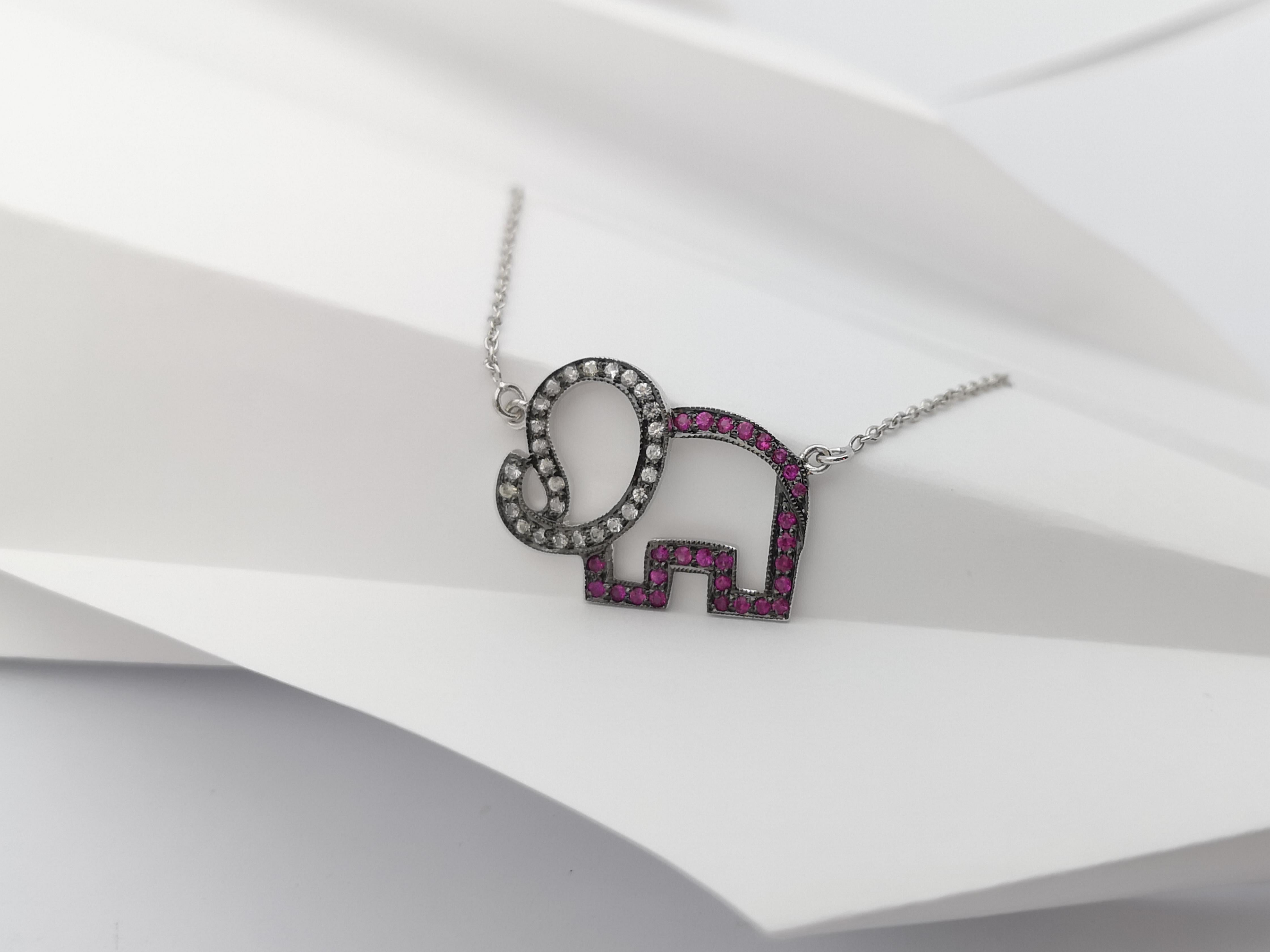 Pink Sapphire and White Sapphire Necklace set in Silver Settings

Width:  1.9 cm 
Length:  45.5 cm
Total Weight: 3.48 grams

*Please note that the silver setting is plated with rhodium to promote shine and help prevent oxidation.  However, with the