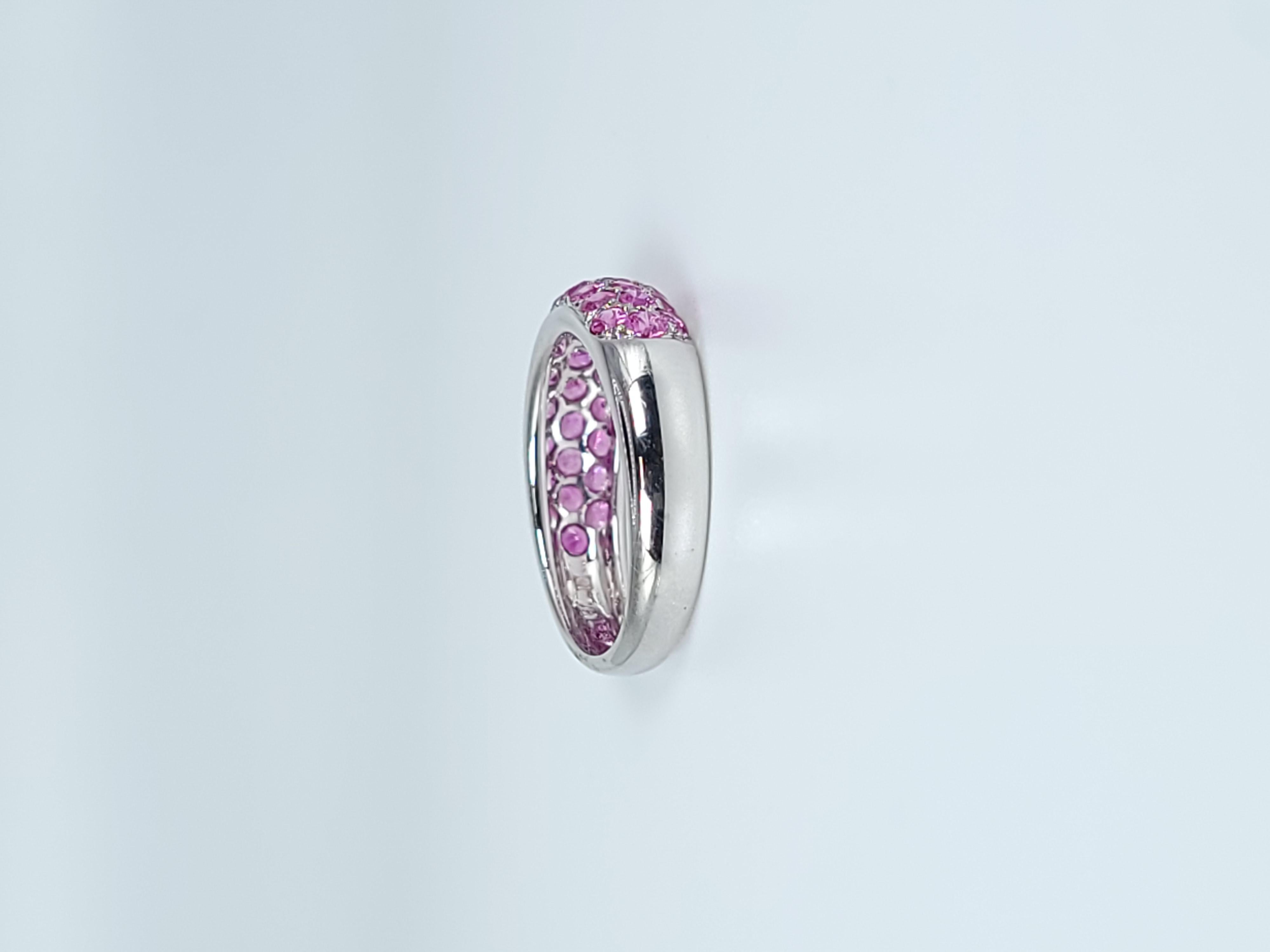 Pink Sapphire Band Ring 18kt White Gold Natural Pink Sapphires Wedding Band Pave For Sale 1