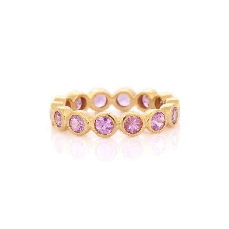 For Sale:  Pink Sapphire Band Ring in 18K Yellow Gold 2