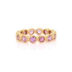 Pink Sapphire Band Ring in 18K Yellow Gold