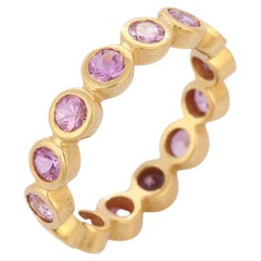 Pink Sapphire Band Ring in 18K Yellow Gold