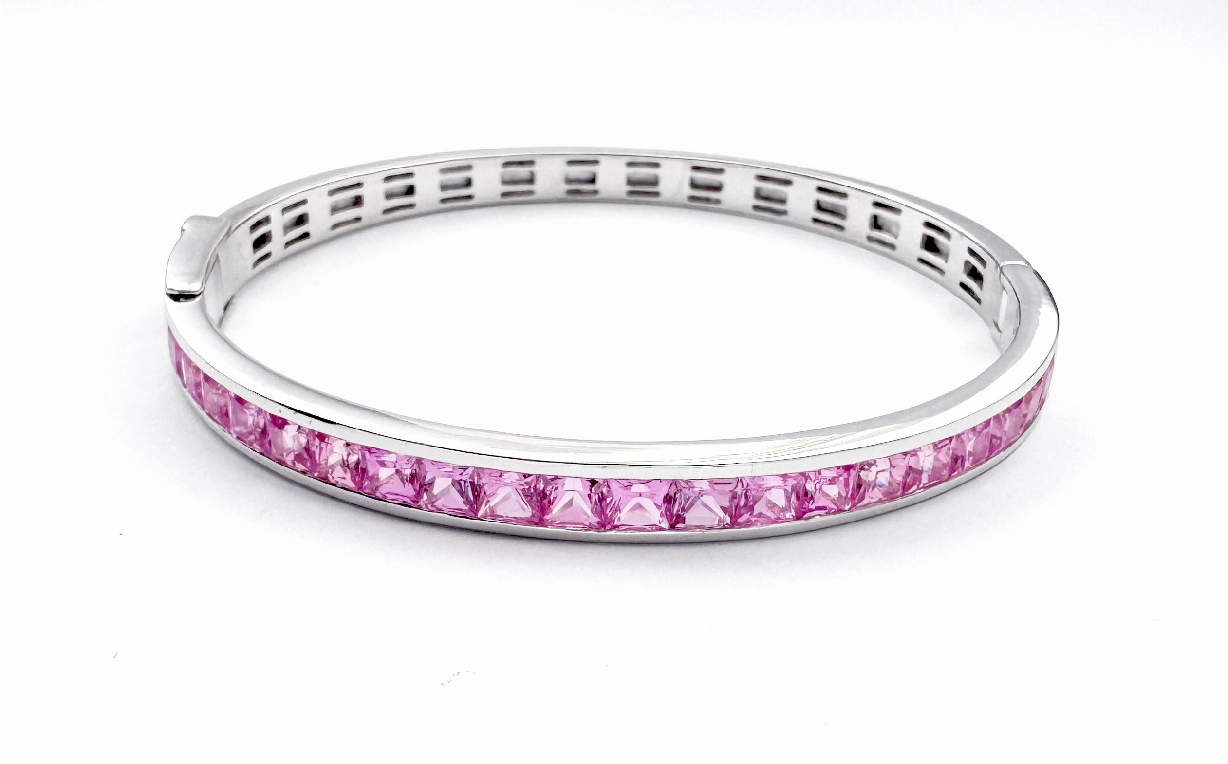 De las mujeres Brazalete de zafiro rosa engastado en oro blanco de 18 quilates en venta