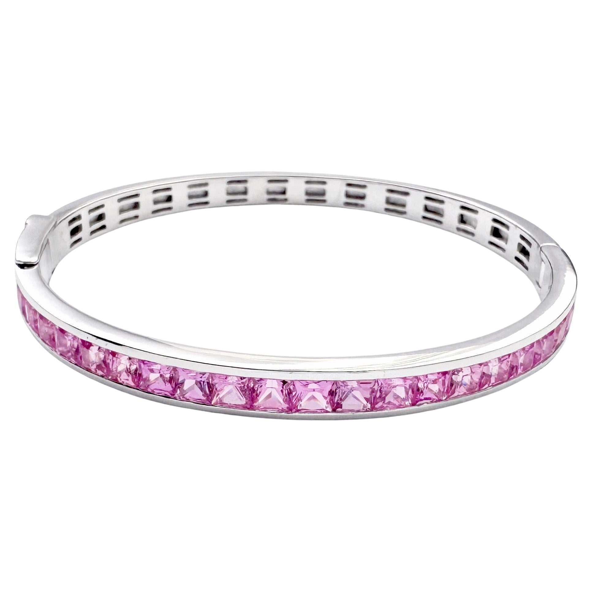 Pink Sapphire Bangle set in 18K White Gold Settings