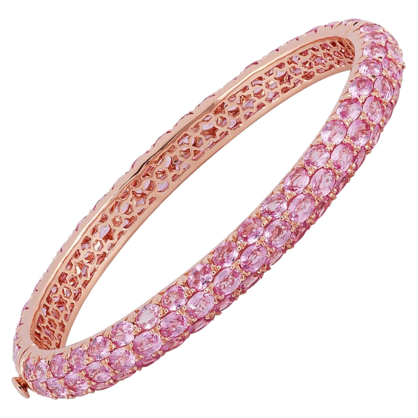 Elizabeth Locke Faceted Pink Sapphire and Diamond Bangle Bracelet