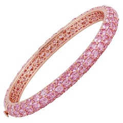 Pink Sapphire Bangle Studded in 18 Karat Rose Gold