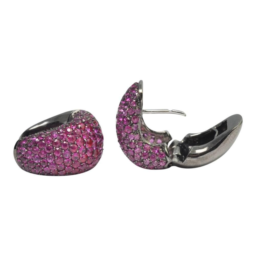 Contemporary Pink Sapphire Black Gold Earrings For Sale