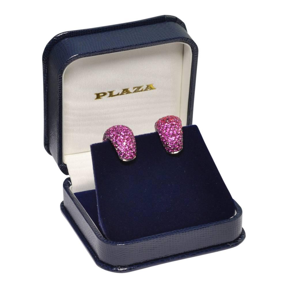 Pink Sapphire Black Gold Earrings For Sale 1