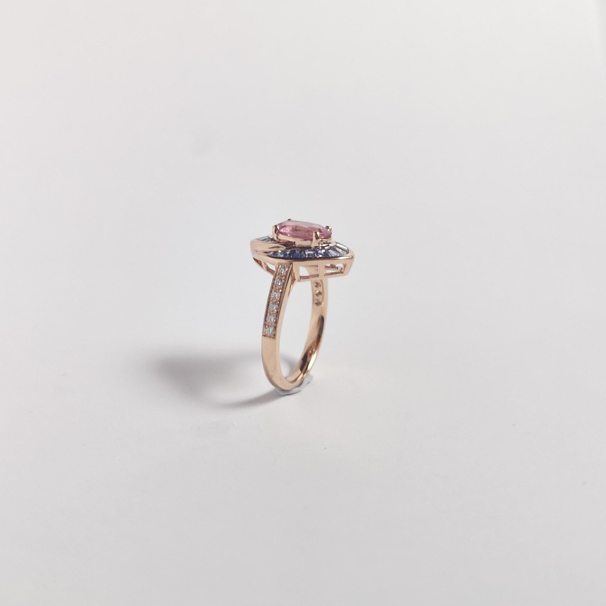 Anello con zaffiro rosa, zaffiro blu e diamante con montatura in oro rosa 18K in vendita 10