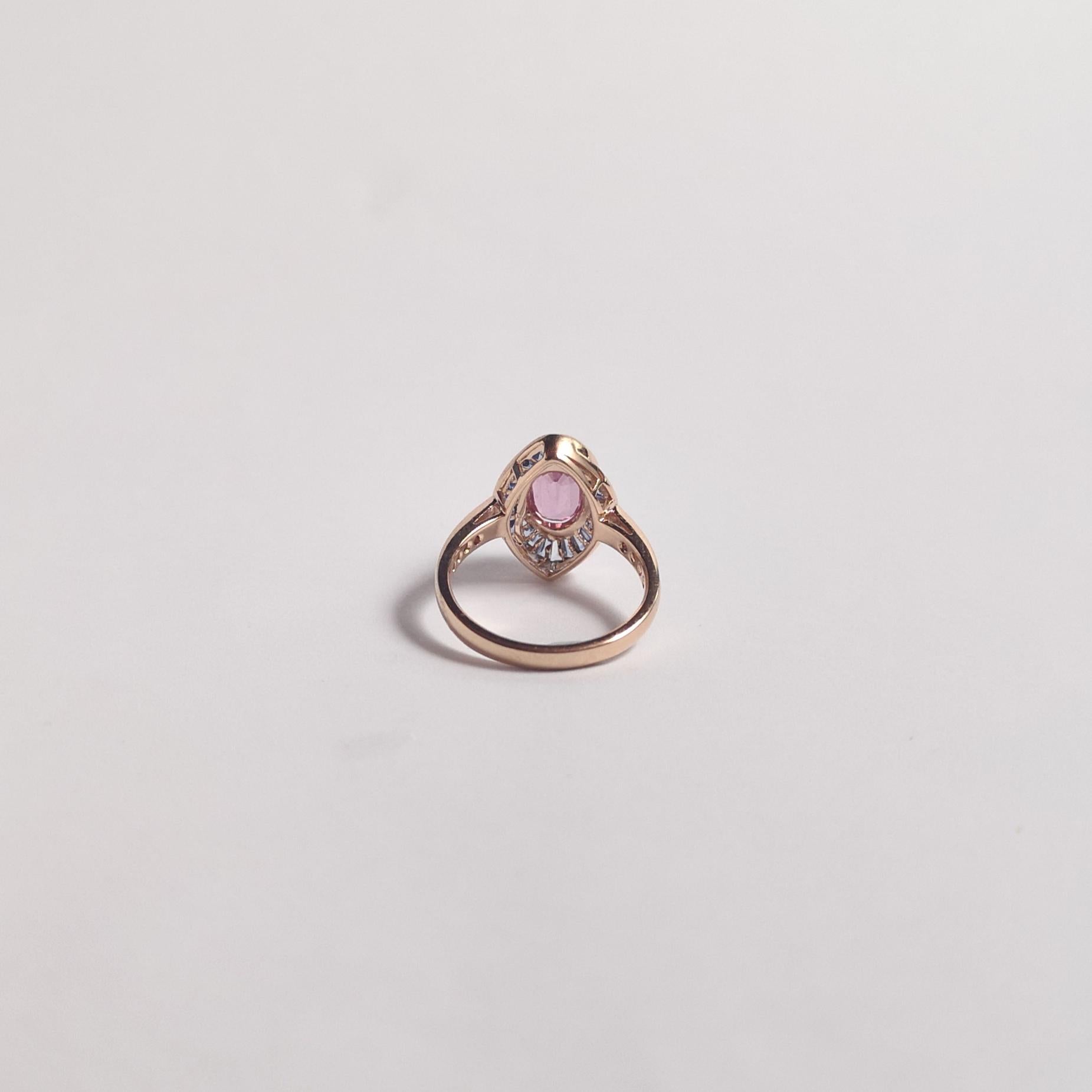Anello con zaffiro rosa, zaffiro blu e diamante con montatura in oro rosa 18K in vendita 3