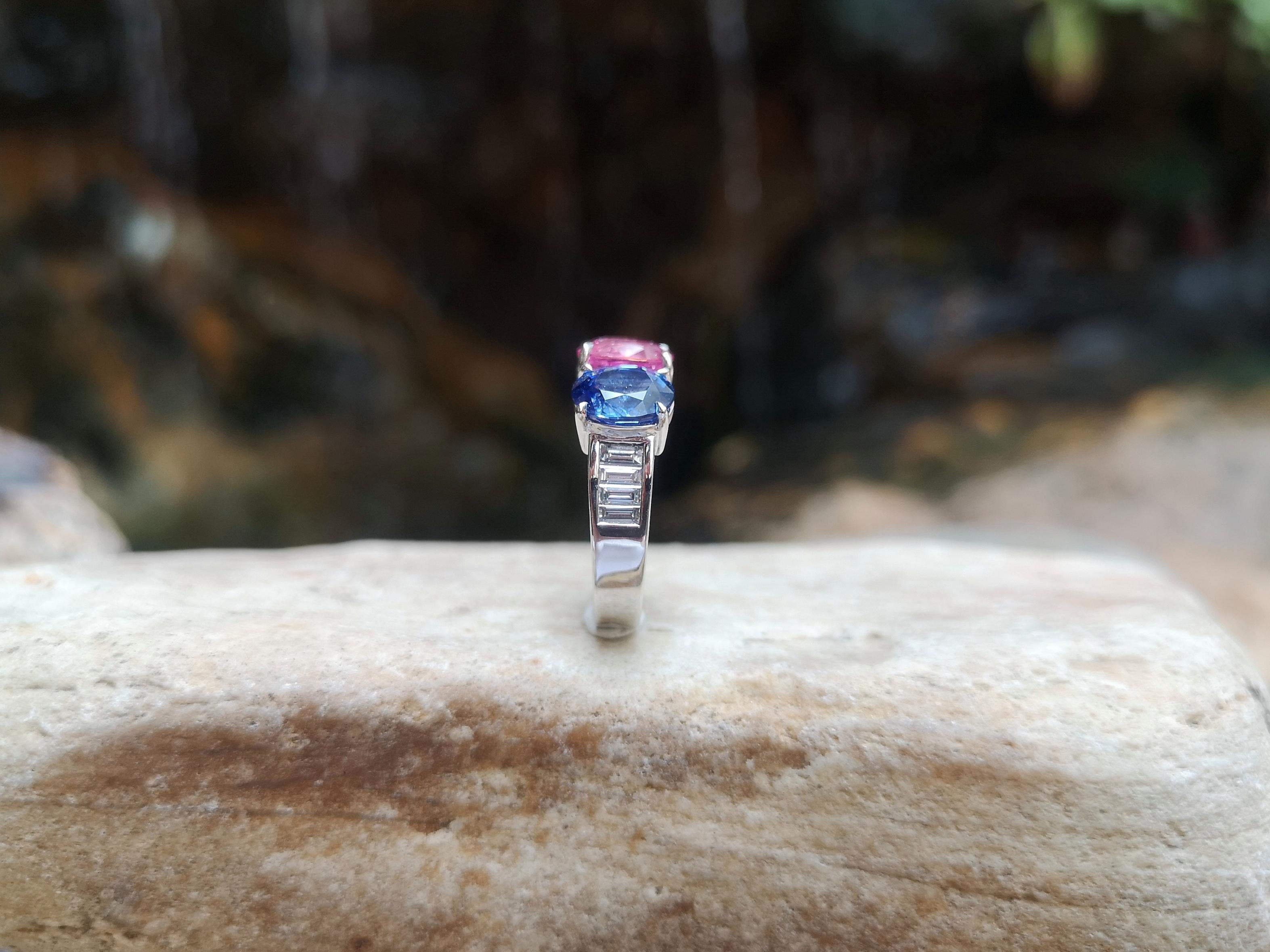 Pink Sapphire, Blue Sapphire, Yellow Sapphire Ring 18 Karat White Gold Settings For Sale 5
