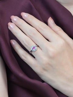 Pink Sapphire Blue Topaz Diamond Art Deco Style Engagement Ring in 14K Gold