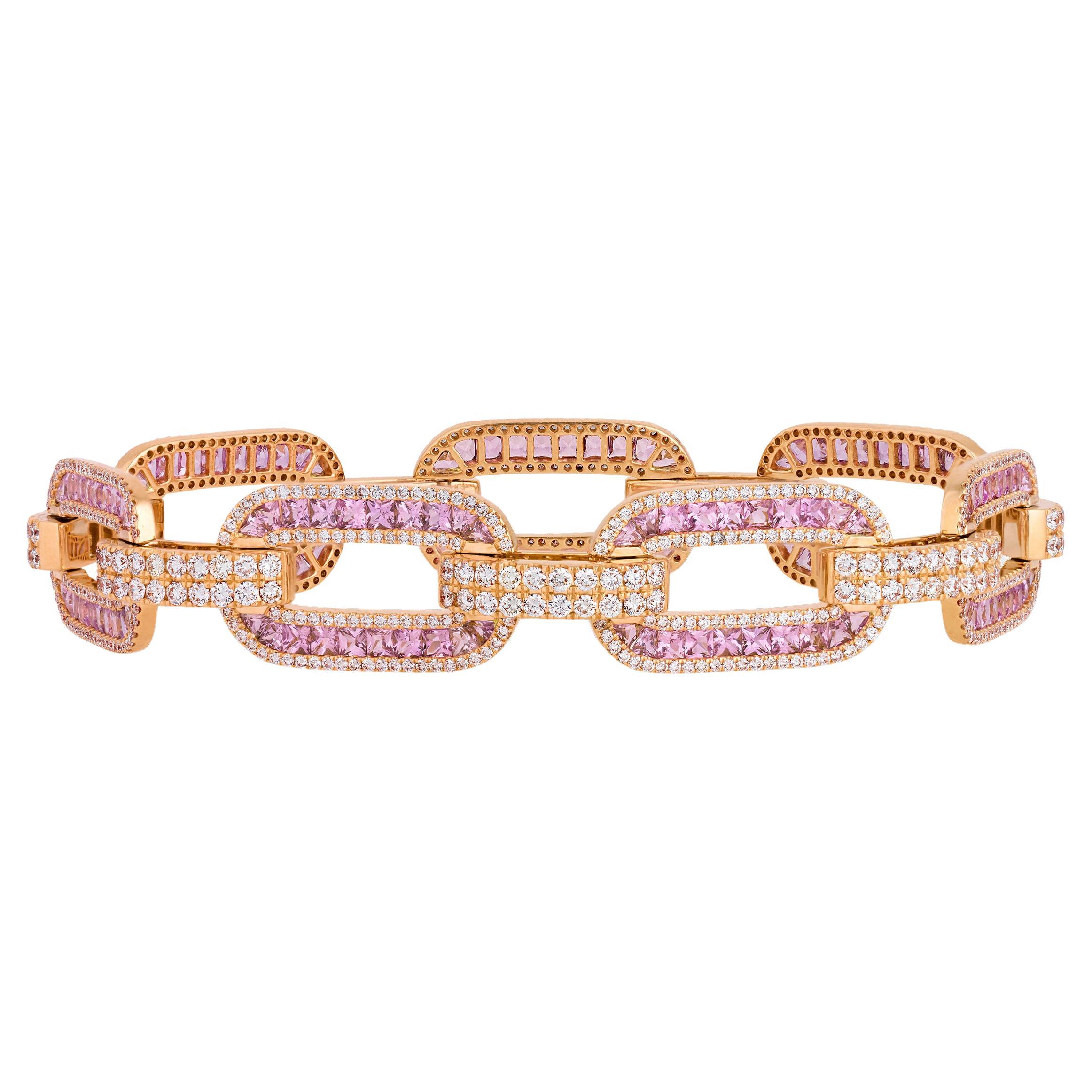 Pink Sapphire Bracelet, 7.09 Carats